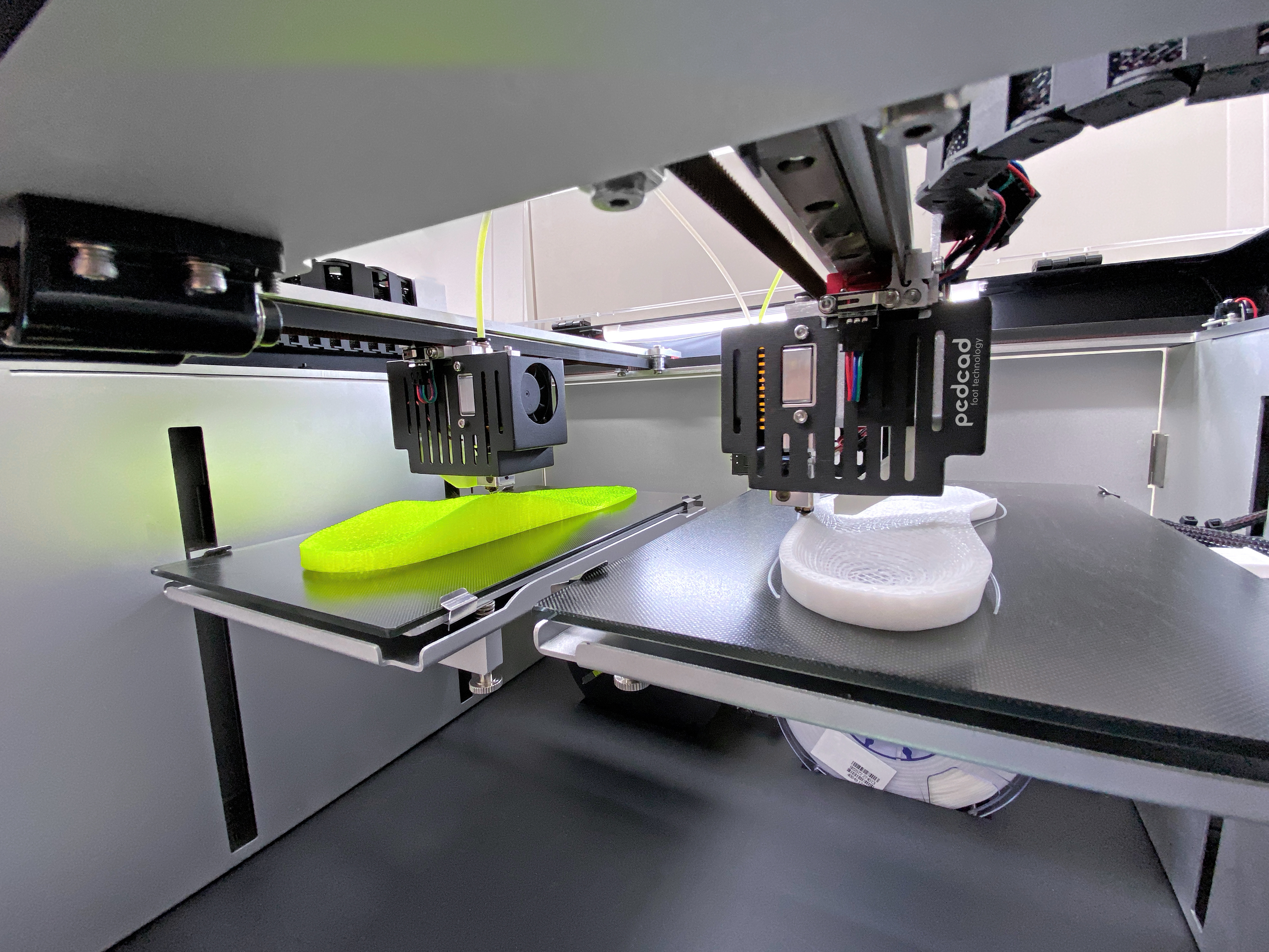 3D-Drucker mit zwei orthopädischen Einlagen, 3D-Printer with insoles